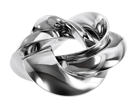 Abstract Shiny Metal Sculpture with a Transparent Background png
