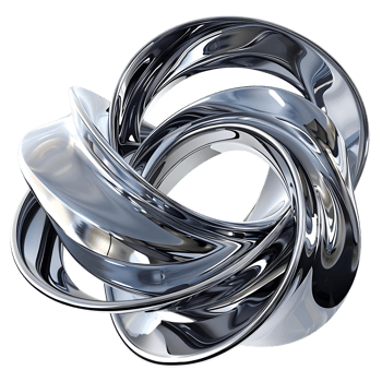 Metallic Abstract Intertwined Rings Creating a Transparent Background png