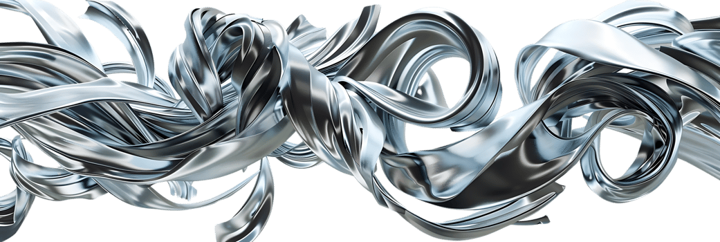 Metallic Ribbons Dance and Twirl Against a Transparent Background, Creating a Stunning Abstract Composition png