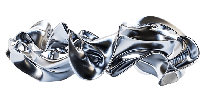Abstract Metallic Sculpture with a Transparent Background, 3D Rendering of a Shiny Silver Object png