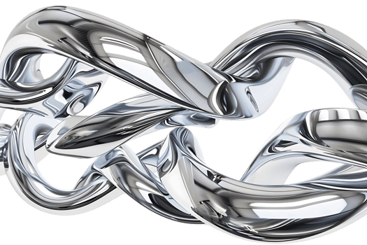 Abstract Metallic Sculpture with a Transparent Background, Shiny and Reflective 3D Design. png