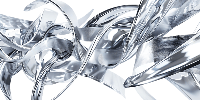 Abstract Silver Metallic Ribbons Twirling with Transparency png
