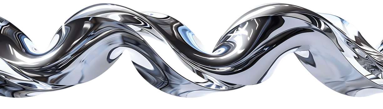 Abstract Chrome Waves with a Transparent Background A Shiny, Reflective Design for Modern Visuals png