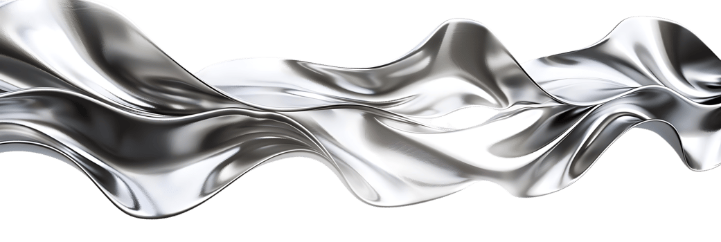 Silver Waves Flowing on a Transparent Background, Abstract Metallic Design png