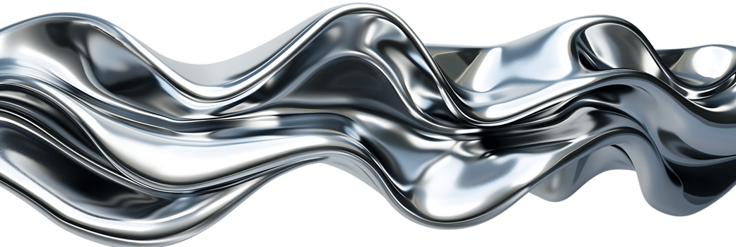 Liquid Metal Waves Flowing Seamlessly with a Transparent Background, Abstract 3D Illustration for Modern Design png
