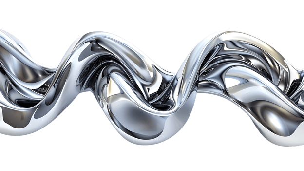 Abstract Silver 3D Wave with Transparent Background A Modern and Sleek Design Element png