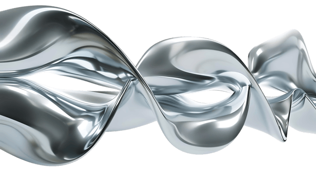 Abstract Silver Shape with a Transparent Background,  Metallic Design with a Smooth and Shiny Surface,  Curved Lines and Flowing Form,  Abstract Background with a Metallic Theme png