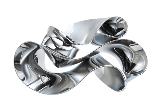 Abstract Shiny Metal Sculpture with Transparent Background png