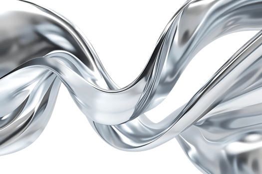 Silver Liquid Swirling Through a Black Void, a Transparent Background with a Shiny, Metallic Texture. png