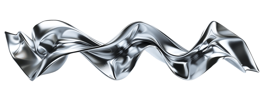 Silver Fabric Flowing Gracefully Against a Transparent Background, Abstract Liquid Metal Artwork with Dynamic Lines. png