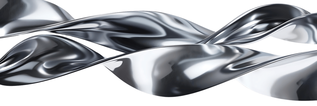 Silver Metallic Ribbon Waves with a Transparent Background, Abstract Metal Texture png
