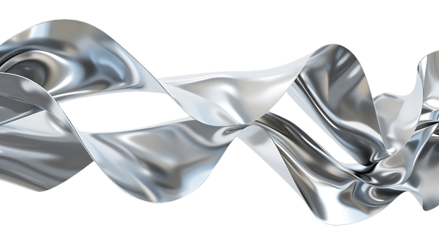 Silver Ribbon Waves Flowing Elegantly on a Transparent Background png