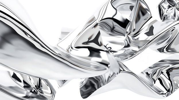 Abstract Shiny Silver Liquid Metal Shapes with Transparent Background png