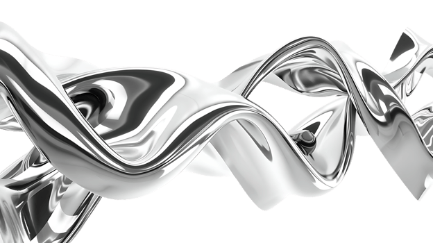 Metallic Silver Abstract Shapes on a Transparent Background png