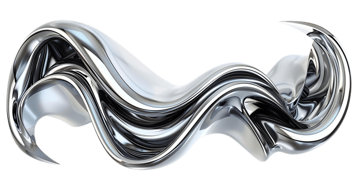 Metallic Abstract 3D Liquid Wave Flowing with Transparent Background png