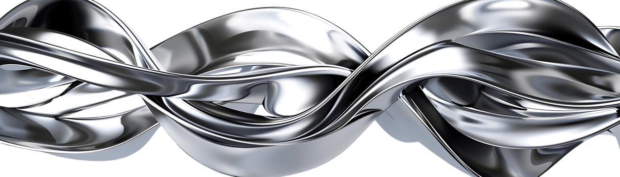 Abstract Shiny Metallic Wave with Transparent Background A Digital Artwork of Fluid Metal Curls and Folds in a Seamless Loop with an Invisible Canvas. png