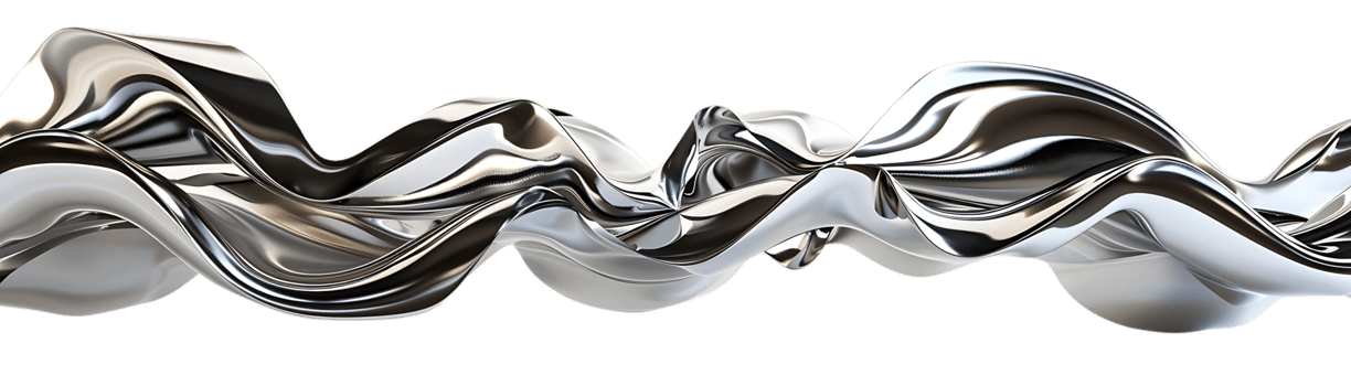 Metallic Waves Flowing Across a Transparent Background, Creating a Striking Visual Display of Texture and Form png