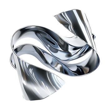 Abstract Silver Ribbon Forms a Swirling, Reflective Design on a Transparent Background png