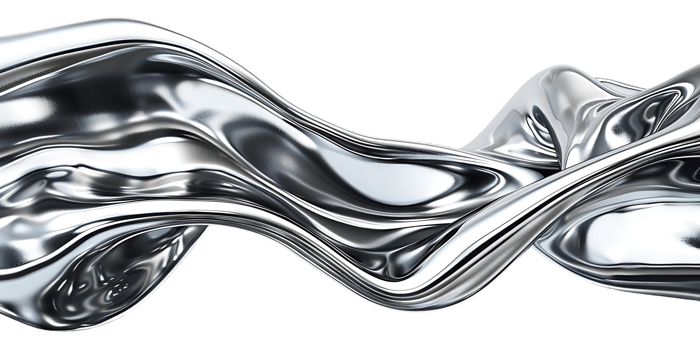 Silver Liquid Flows and Swirls with a Transparent Background png