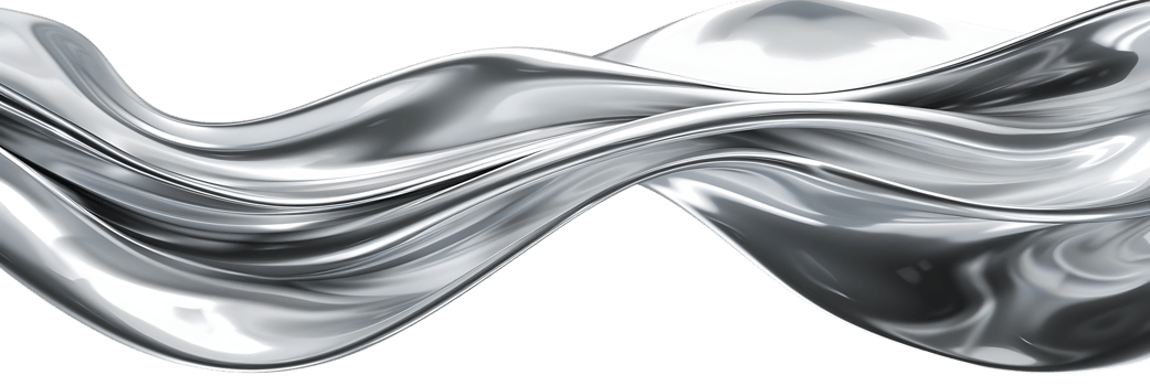 Silver Liquid Waving on a Transparent Background, Abstract Smooth Shiny Metal Drape, Abstract Background Images png