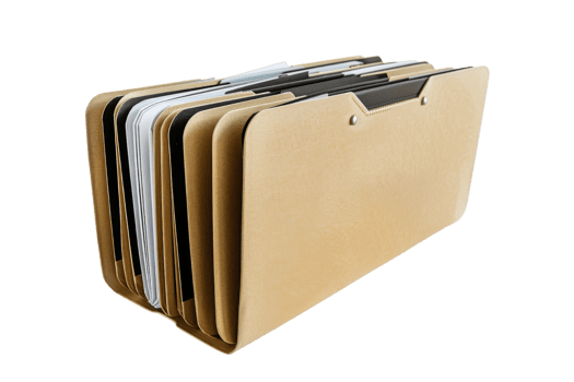 Beige Expanding File Folder with Black Tabs png