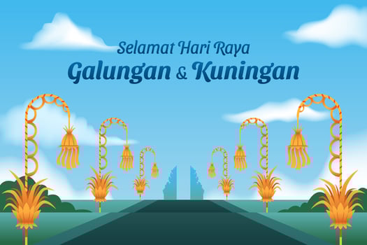 Long Coconut Leaves Decoration In Bali vector