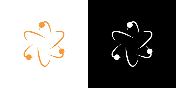 Atom icon logo abstract . Electron nuclear proton neutron logo isolated vector