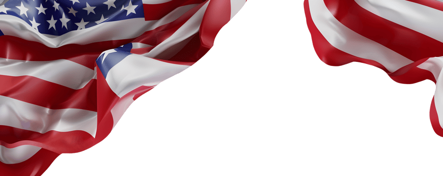 Vibrant American Flag with Fluttering Edges Isolated Design png