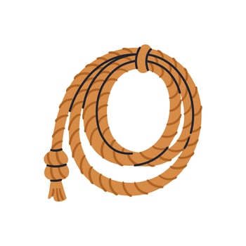 Twisted brown cordage. Cowboy lasso. Hand drawn illustration isolated on white background. vector