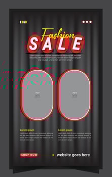 Fashion sale ads story template design vector