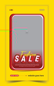 Fashion sale ads story template design vector