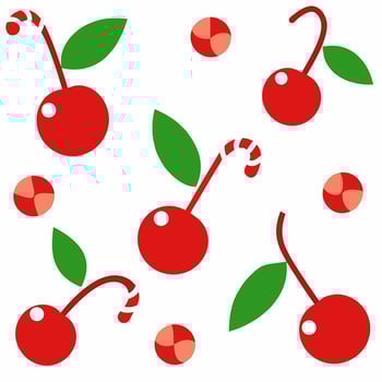 Cherries with candy cane Christmas design illustration vector