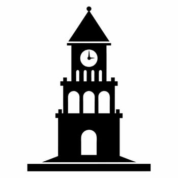Clock tower silhouette illustration vector