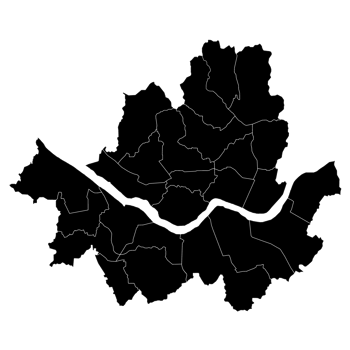 Seoul outline map. Seoul City gu or districts map, administrative map of the South Korean Seoul City png