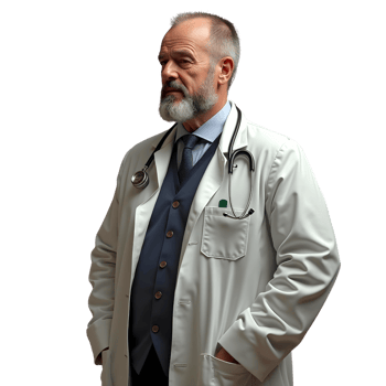 a senior male doctor on a transparent background png