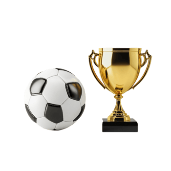 Soccer ball with gold trophy AI-Generative png
