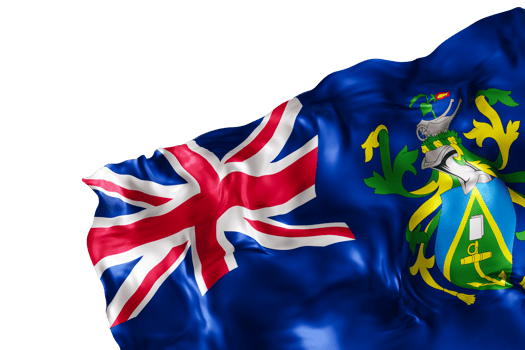 Realistic flag of Pitcairn Islands on transparent background. Footer, corner design element. Cut out. Perfect for patriotic themes or national event promotions. 3D render. png