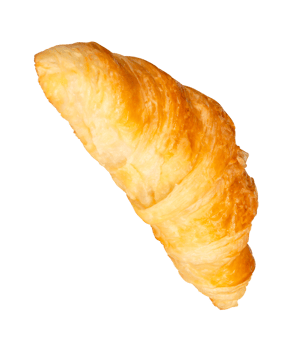 Side view of brown croissant isolated with clipping path in file format png