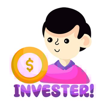 Dollar inside human brain showcasing investor sticker vector