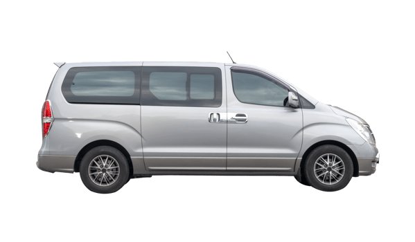 Side view of gray van isolated with clipping path in file format png