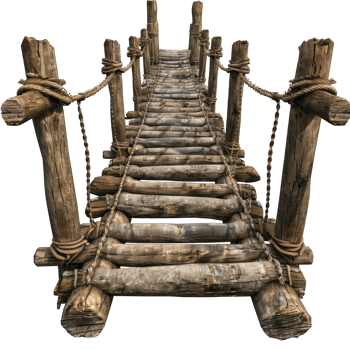 bridge made of wood and rope transparent background png