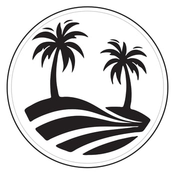 Black and white palm tree silhouette vector