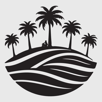 Tropical palm tree silhouette vector