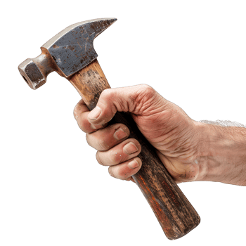 Hammer in man's hand transparent background png