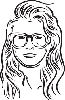 a drawing of a woman with long hair and a long hair. vector