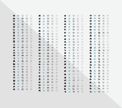 108 Building Icons in 5 different variations for web applications and print templates vector