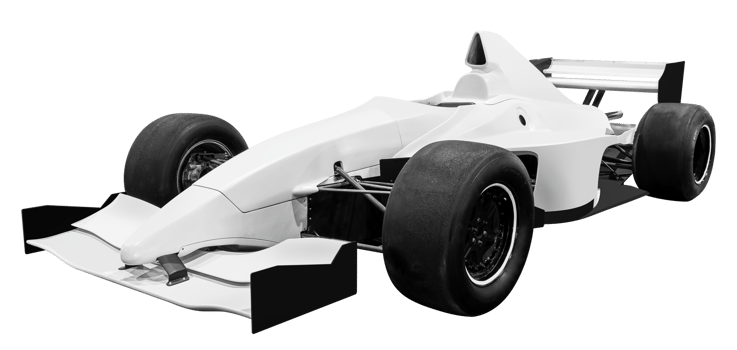 Front view white open wheel race car png