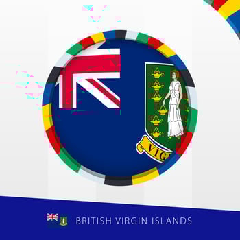 British Virgin Islands Flag with Colorful Circle Border. vector
