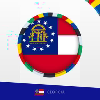Georgia Flag with Colorful Circle Border. vector