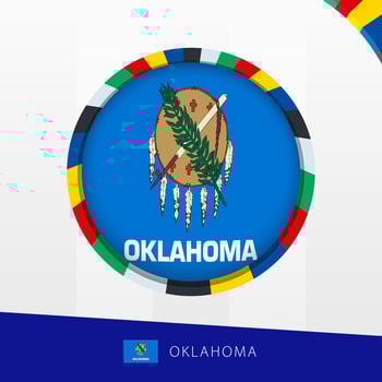 Oklahoma Flag with Colorful Circle Border. vector